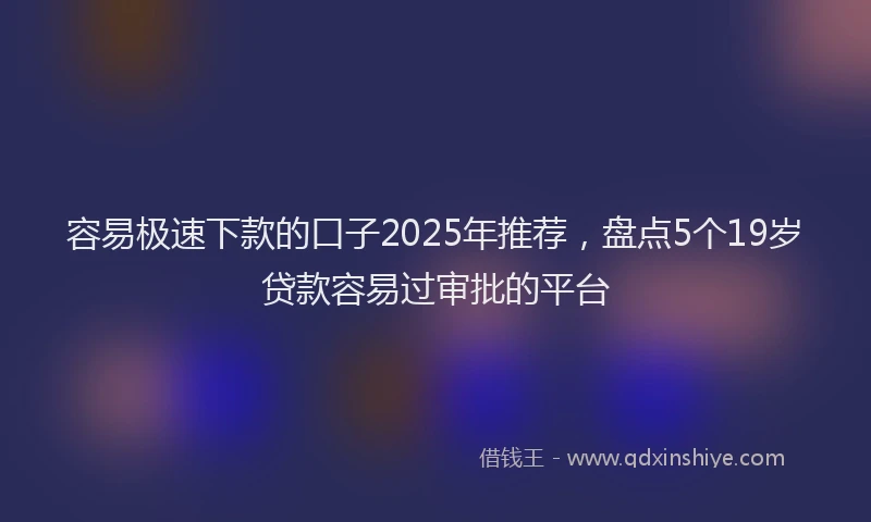 容易极速下款的口子2025年推荐，盘点5个19岁贷款容易过审批的平台