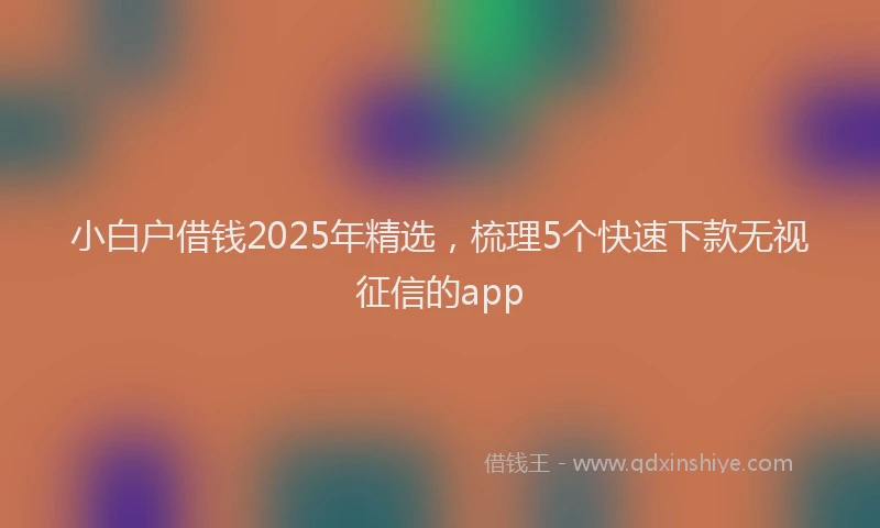 小白户借钱2025年精选，梳理5个快速下款无视征信的app