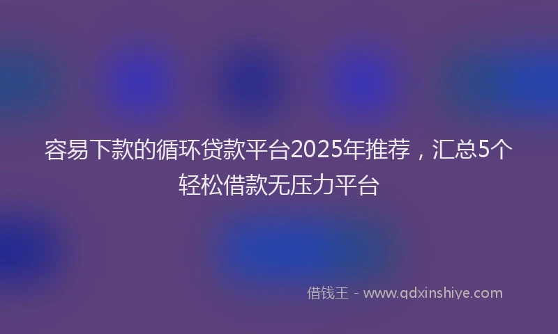 容易下款的循环贷款平台2025年推荐，汇总5个轻松借款无压力平台