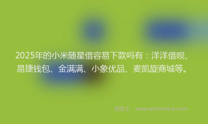 2025年的小米随星借容易下款吗有：洋洋借呗、易捷钱包、金满满、小象优品、麦凯旋商城等。