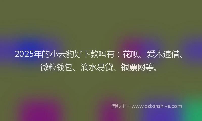 2025年的小云豹好下款吗有：花呗、爱木速借、微粒钱包、滴水易贷、银票网等。