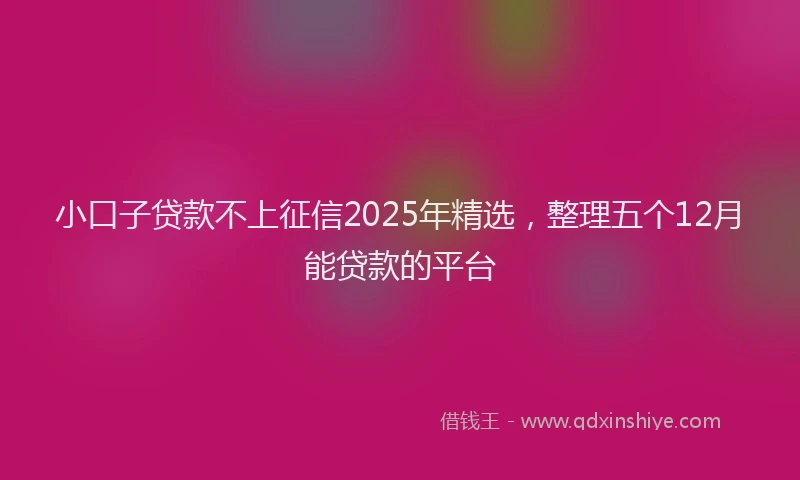 小口子贷款不上征信2025年精选，整理五个12月能贷款的平台