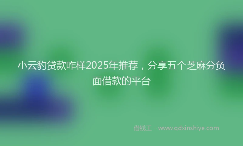 小云豹贷款咋样2025年推荐，分享五个芝麻分负面借款的平台