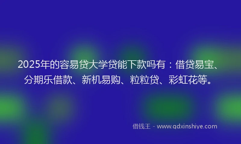2025年的容易贷大学贷能下款吗有：借贷易宝、分期乐借款、新机易购、粒粒贷、彩虹花等。