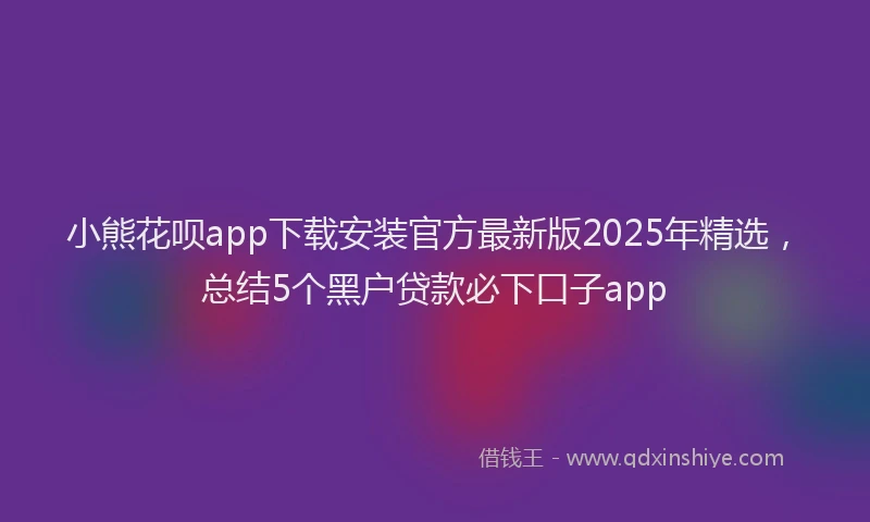 小熊花呗app下载安装官方最新版2025年精选，总结5个黑户贷款必下口子app