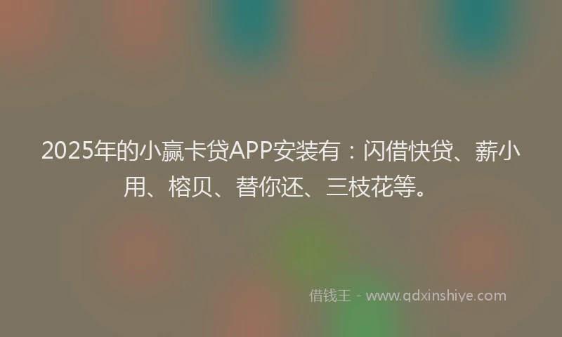 2025年的小赢卡贷APP安装有：闪借快贷、薪小用、榕贝、替你还、三枝花等。