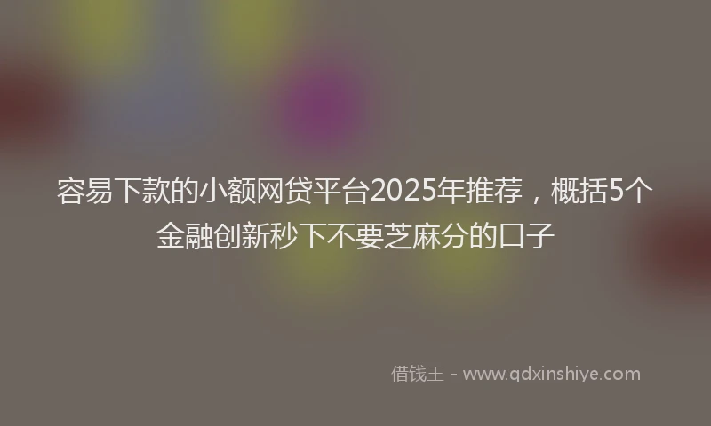 容易下款的小额网贷平台2025年推荐，概括5个金融创新秒下不要芝麻分的口子