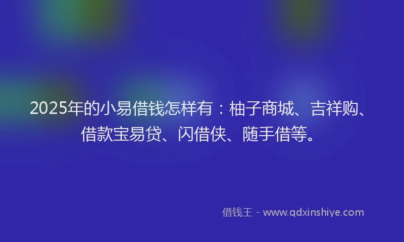 2025年的小易借钱怎样有：柚子商城、吉祥购、借款宝易贷、闪借侠、随手借等。