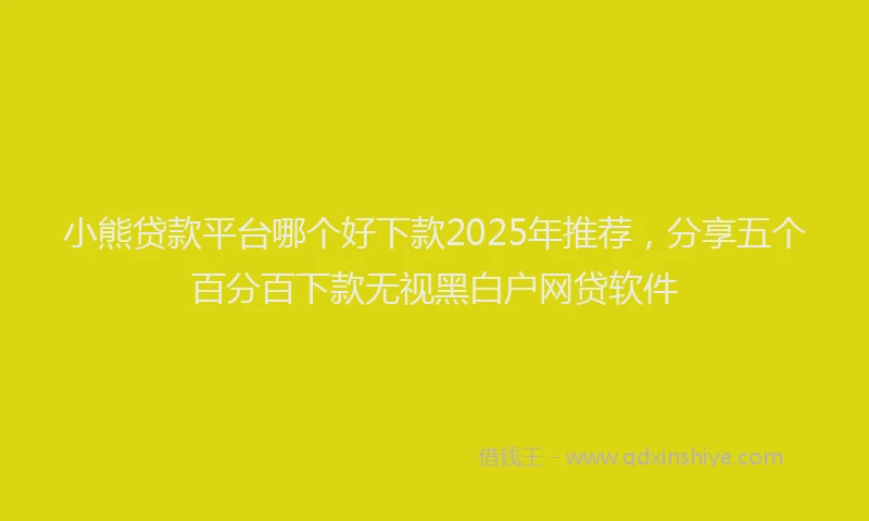 小熊贷款平台哪个好下款2025年推荐，分享五个百分百下款无视黑白户网贷软件