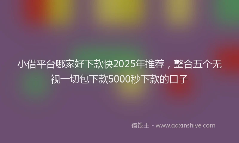 小借平台哪家好下款快2025年推荐，整合五个无视一切包下款5000秒下款的口子