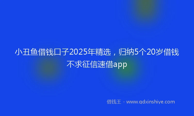 小丑鱼借钱口子2025年精选，归纳5个20岁借钱不求征信速借app