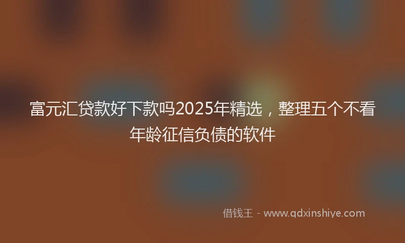 富元汇贷款好下款吗2025年精选，整理五个不看年龄征信负债的软件