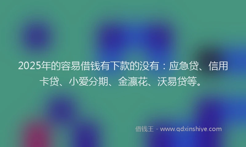 2025年的容易借钱有下款的没有：应急贷、信用卡贷、小爱分期、金瀛花、沃易贷等。