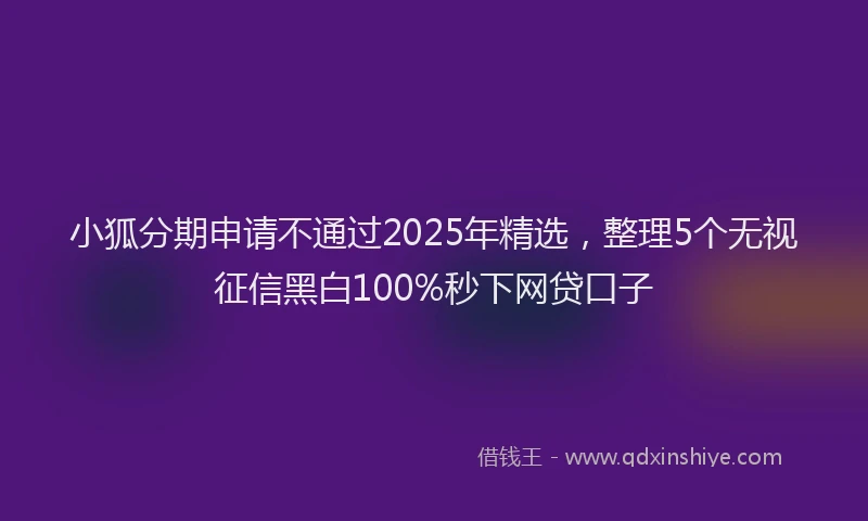 小狐分期申请不通过2025年精选，整理5个无视征信黑白100%秒下网贷口子