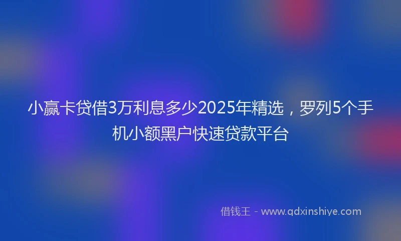 小赢卡贷借3万利息多少2025年精选，罗列5个手机小额黑户快速贷款平台