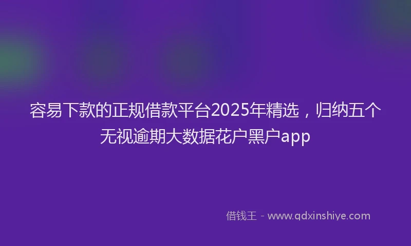 容易下款的正规借款平台2025年精选，归纳五个无视逾期大数据花户黑户app