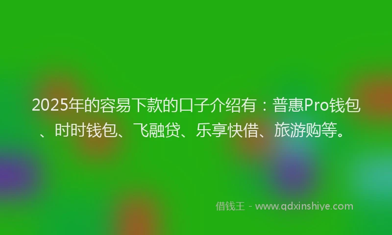 2025年的容易下款的口子介绍有：普惠Pro钱包、时时钱包、飞融贷、乐享快借、旅游购等。