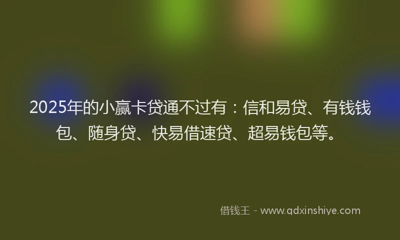 2025年的小赢卡贷通不过有：信和易贷、有钱钱包、随身贷、快易借速贷、超易钱包等。