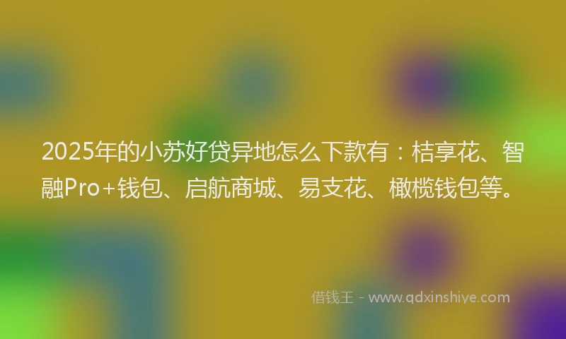 2025年的小苏好贷异地怎么下款有：桔享花、智融Pro+钱包、启航商城、易支花、橄榄钱包等。
