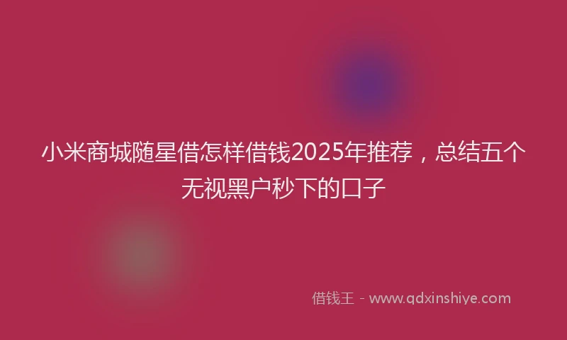 小米商城随星借怎样借钱2025年推荐，总结五个无视黑户秒下的口子