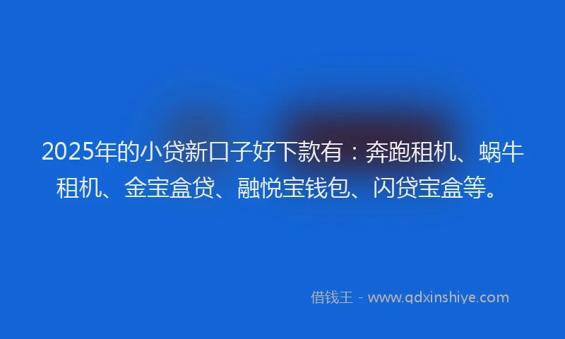 2025年的小贷新口子好下款有：奔跑租机、蜗牛租机、金宝盒贷、融悦宝钱包、闪贷宝盒等。