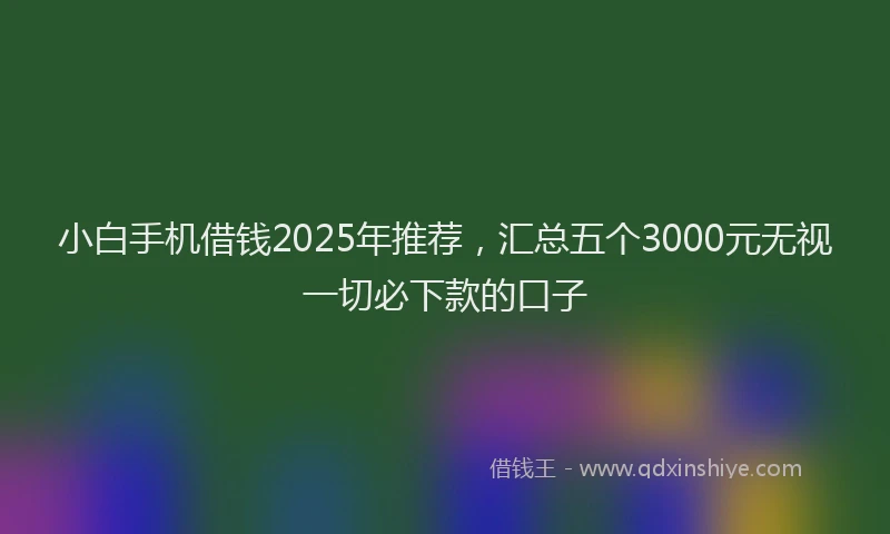 小白手机借钱2025年推荐，汇总五个3000元无视一切必下款的口子