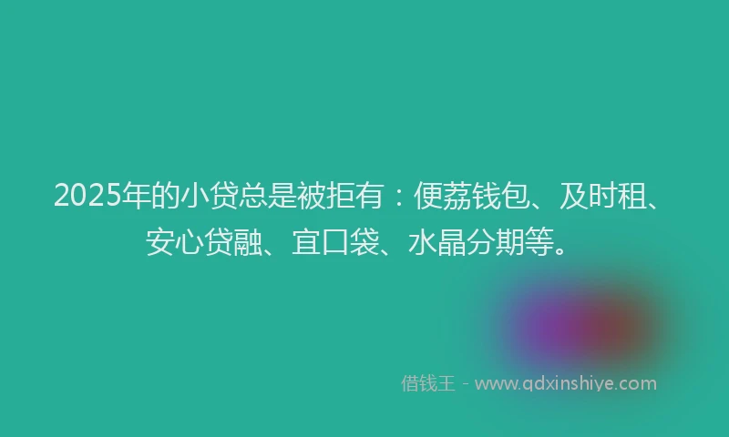 2025年的小贷总是被拒有：便荔钱包、及时租、安心贷融、宜口袋、水晶分期等。