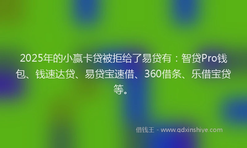 2025年的小赢卡贷被拒给了易贷有：智贷Pro钱包、钱速达贷、易贷宝速借、360借条、乐借宝贷等。