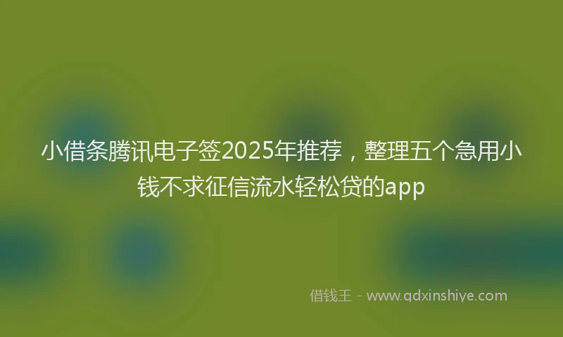 小借条腾讯电子签2025年推荐，整理五个急用小钱不求征信流水轻松贷的app