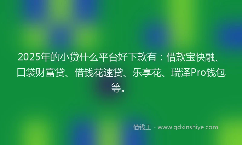 2025年的小贷什么平台好下款有：借款宝快融、口袋财富贷、借钱花速贷、乐享花、瑞泽Pro钱包等。