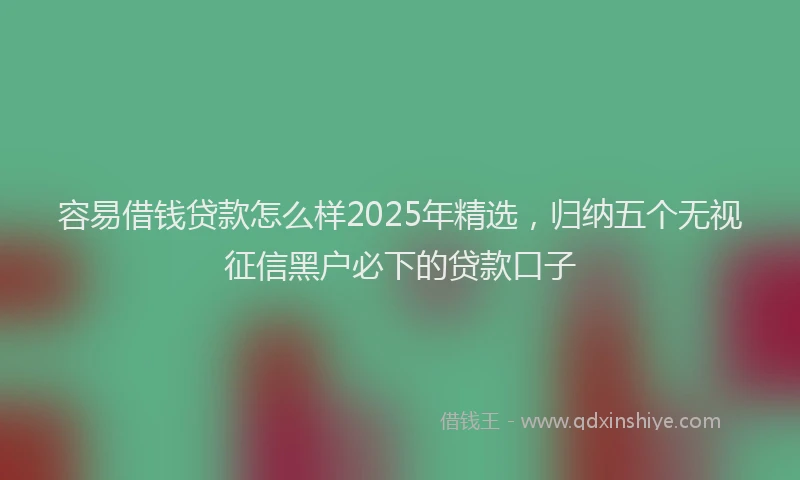 容易借钱贷款怎么样2025年精选，归纳五个无视征信黑户必下的贷款口子