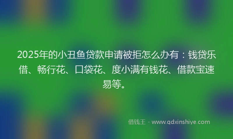 2025年的小丑鱼贷款申请被拒怎么办有：钱贷乐借、畅行花、口袋花、度小满有钱花、借款宝速易等。