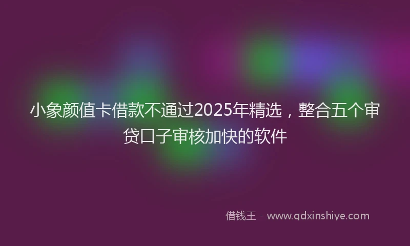 小象颜值卡借款不通过2025年精选，整合五个审贷口子审核加快的软件