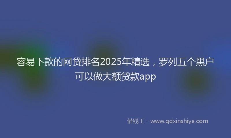 容易下款的网贷排名2025年精选，罗列五个黑户可以做大额贷款app