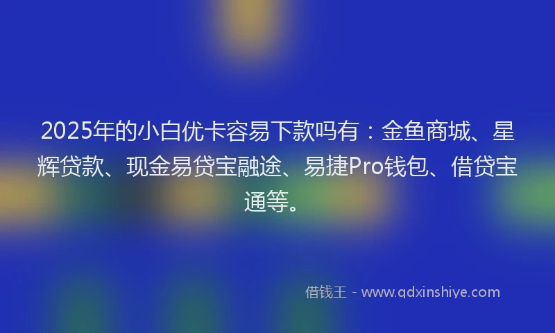 2025年的小白优卡容易下款吗有：金鱼商城、星辉贷款、现金易贷宝融途、易捷Pro钱包、借贷宝通等。