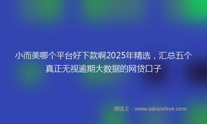 小而美哪个平台好下款啊2025年精选，汇总五个真正无视逾期大数据的网贷口子