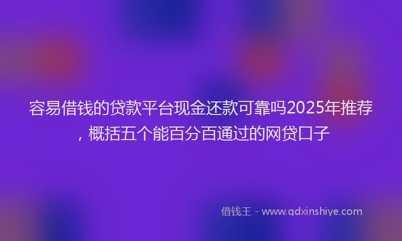 容易借钱的贷款平台现金还款可靠吗2025年推荐，概括五个能百分百通过的网贷口子