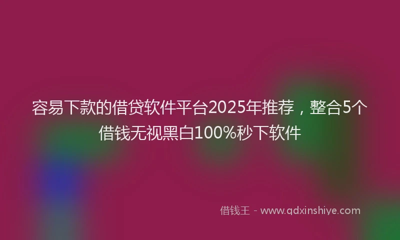容易下款的借贷软件平台2025年推荐，整合5个借钱无视黑白100%秒下软件