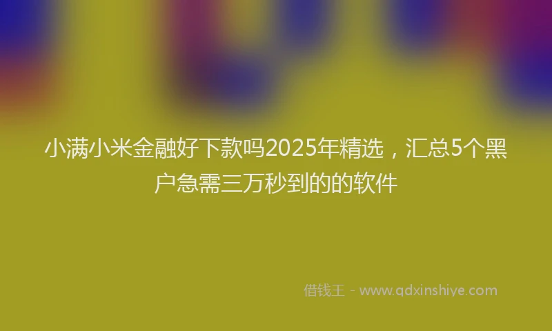 小满小米金融好下款吗2025年精选，汇总5个黑户急需三万秒到的的软件