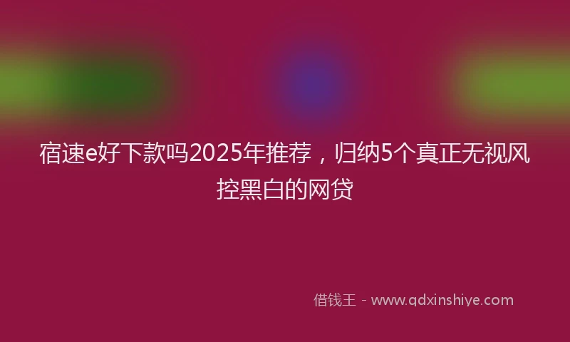 宿速e好下款吗2025年推荐，归纳5个真正无视风控黑白的网贷