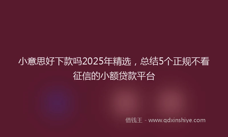 小意思好下款吗2025年精选，总结5个正规不看征信的小额贷款平台