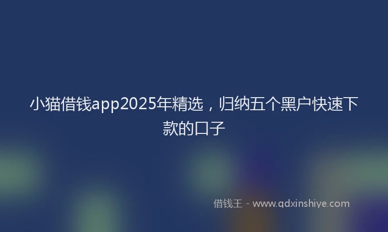小猫借钱app2025年精选，归纳五个黑户快速下款的口子