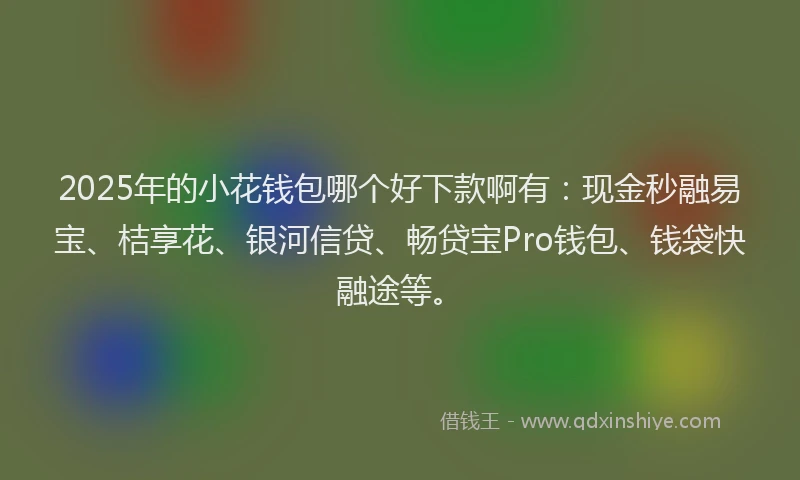 2025年的小花钱包哪个好下款啊有：现金秒融易宝、桔享花、银河信贷、畅贷宝Pro钱包、钱袋快融途等。