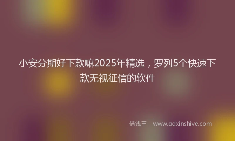 小安分期好下款嘛2025年精选，罗列5个快速下款无视征信的软件