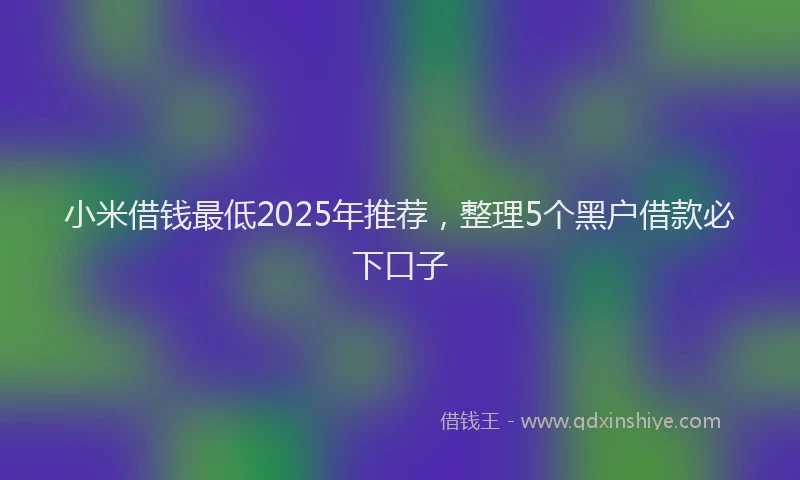 小米借钱最低2025年推荐，整理5个黑户借款必下口子
