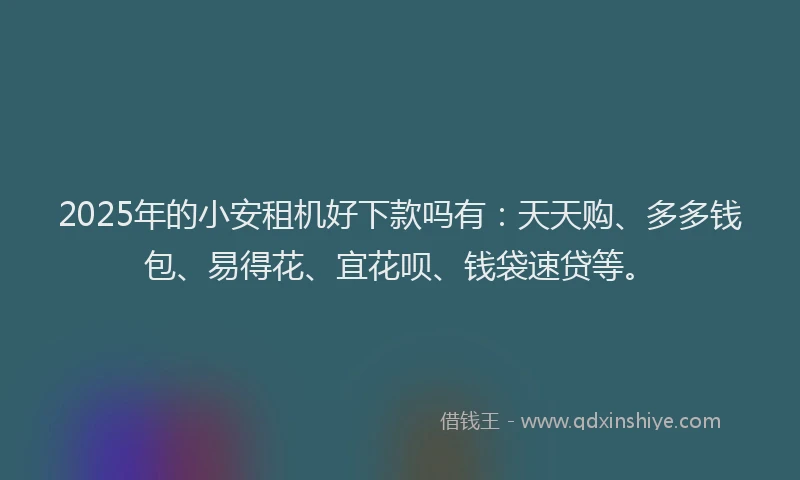 2025年的小安租机好下款吗有：天天购、多多钱包、易得花、宜花呗、钱袋速贷等。
