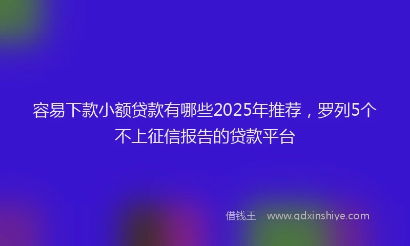 容易下款小额贷款有哪些2025年推荐，罗列5个不上征信报告的贷款平台