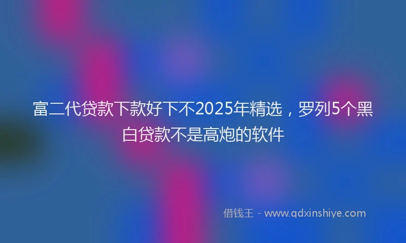 富二代贷款下款好下不2025年精选，罗列5个黑白贷款不是高炮的软件