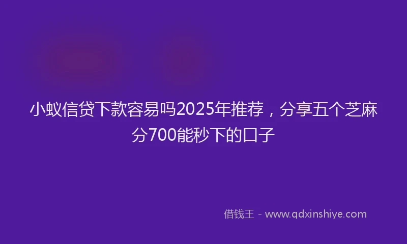 小蚁信贷下款容易吗2025年推荐，分享五个芝麻分700能秒下的口子
