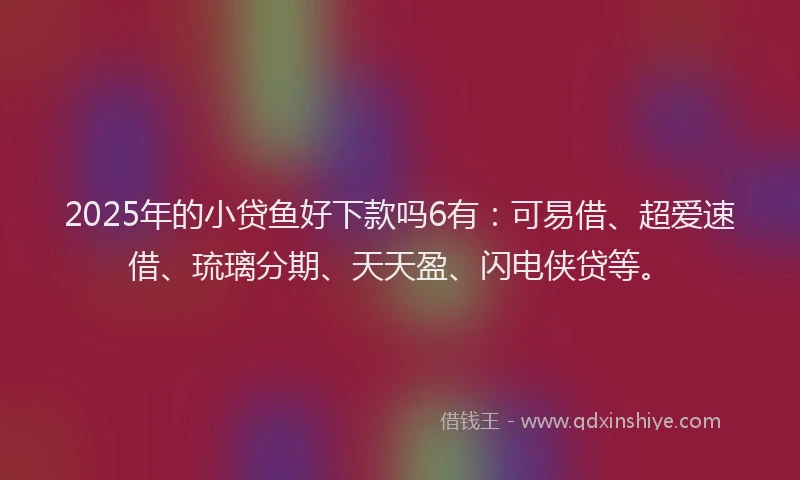2025年的小贷鱼好下款吗6有：可易借、超爱速借、琉璃分期、天天盈、闪电侠贷等。